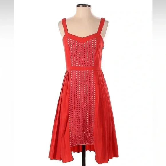Anthropologie | Vessel by Timo Weiland Neria Dress Size 2 Red/Orange Eyelet - Picture 7 of 8